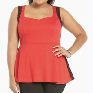 Torrid Lace Peplum Top Red Plus Size 5X